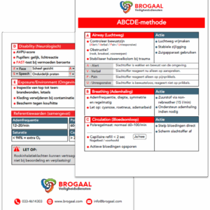 Zakkaart ABCDE-methode BHV – downloadbaar PDF in A6-formaat met referentiewaarden.